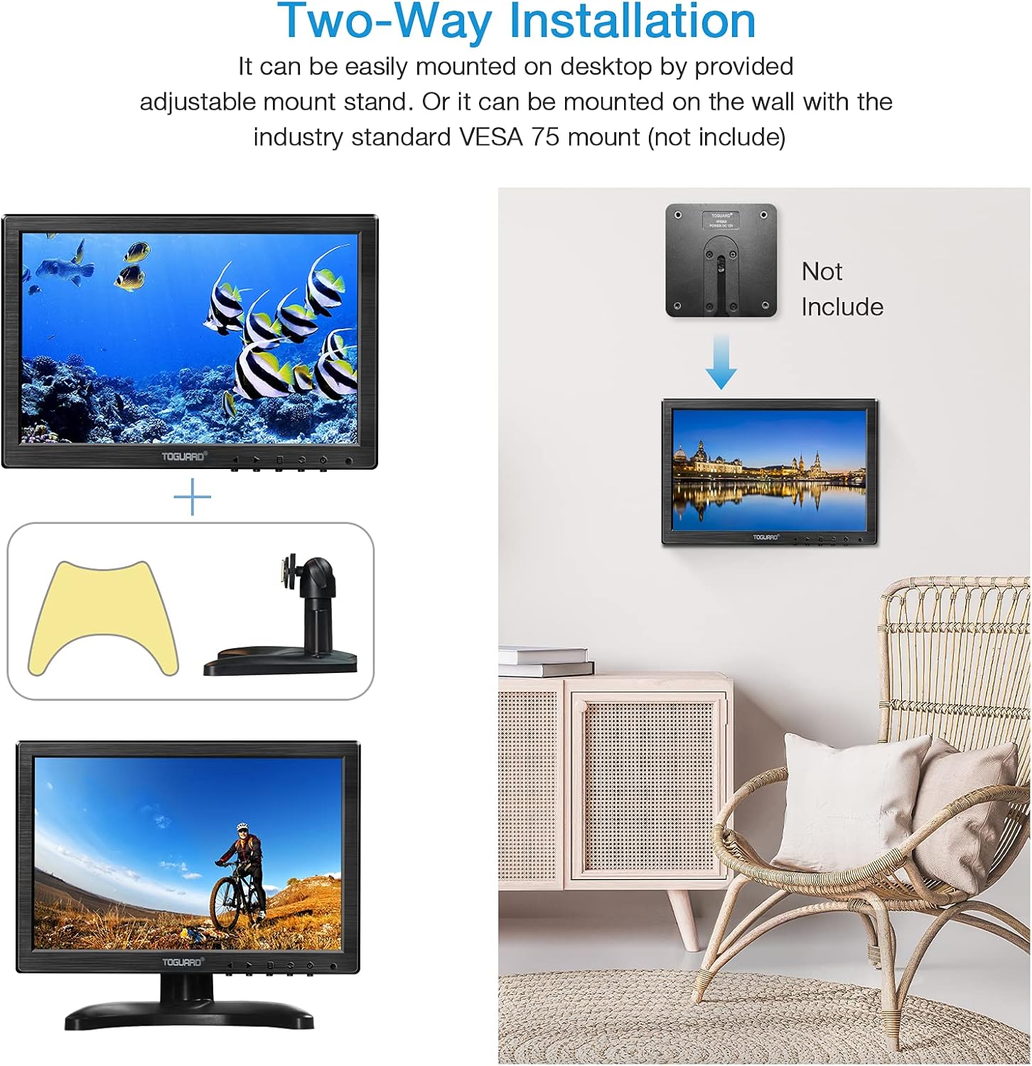 10.1 Inch LED Security Monitor with Remote Control Pack of 2 E5119