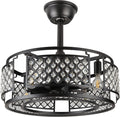 Black Industrial Caged Ceiling Fan with Remote Control I46024
