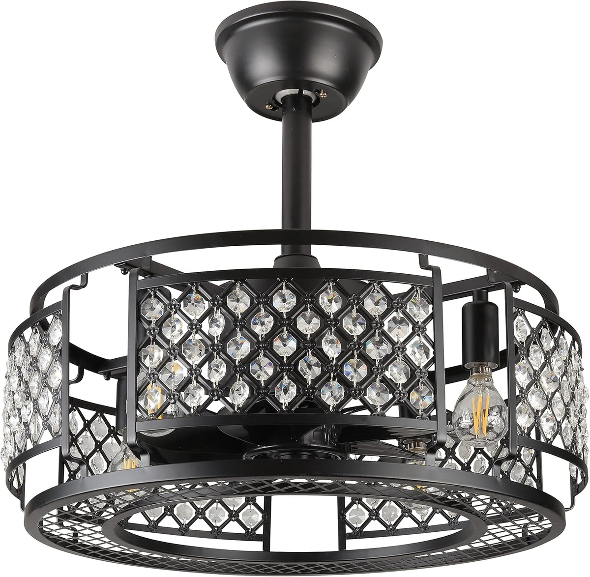 Black Industrial Caged Ceiling Fan with Remote Control I46024