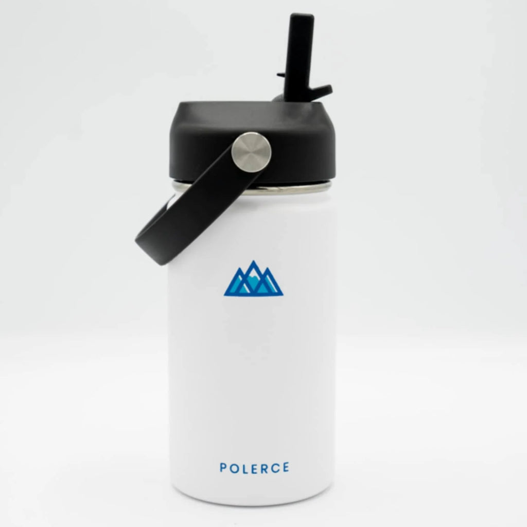 White 12 Oz Stainless Steel Vacuum Insulated Bottle with 3 Lids O471630