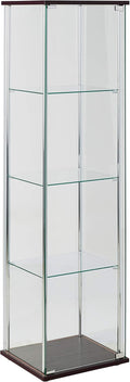 4-Shelf Glass Curio Cabinet, Cappuccino and Clear N336