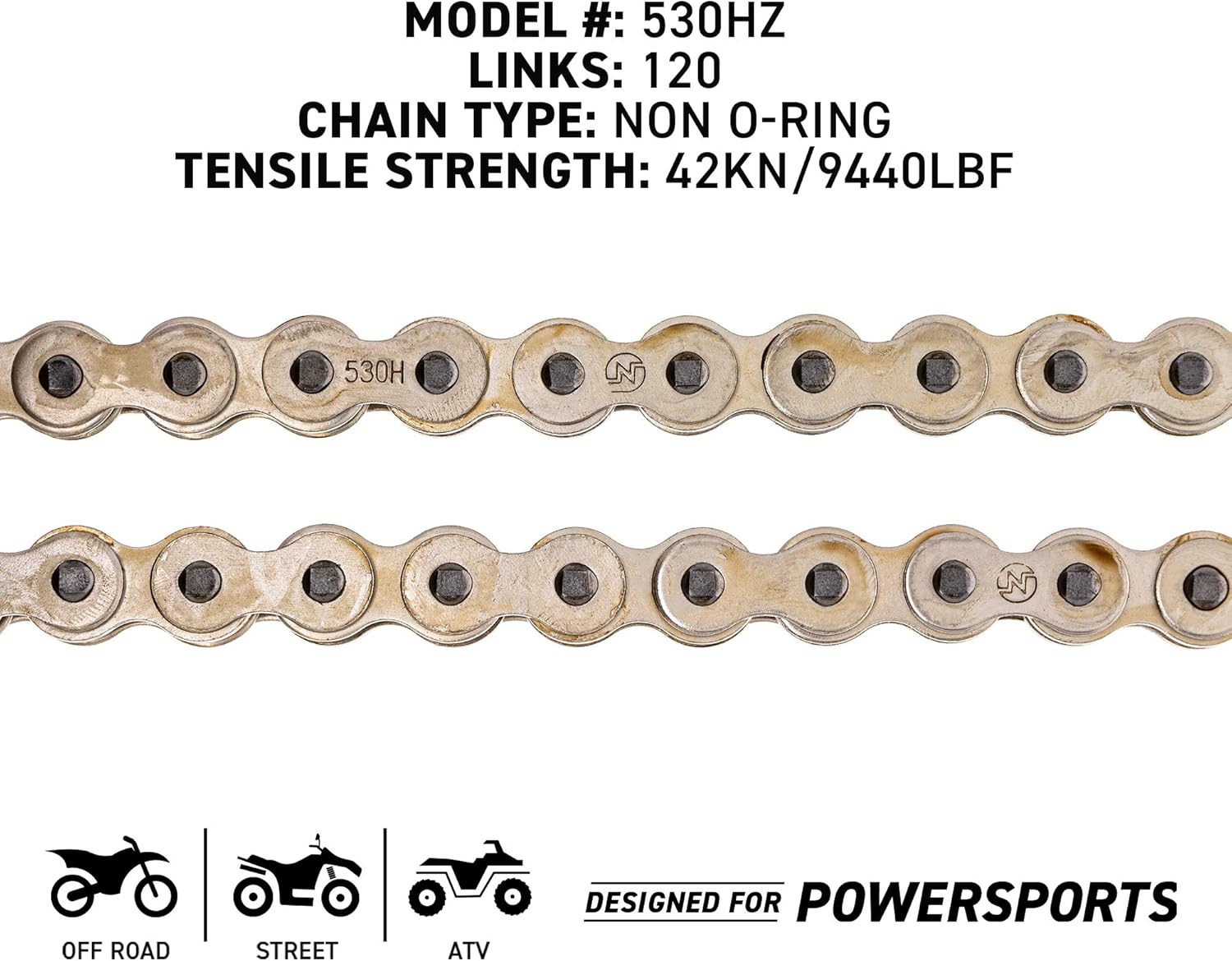 Drive Sprocket Chain Combo Front 16 Rear 42 Tooth 530HZ Standard 120 Links Pack of 2 Z410