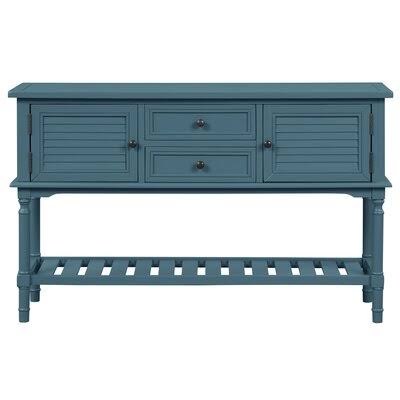 Navy Blue Console Table with 2 Drawers, 2 Cabinets and 1 Shelf U393