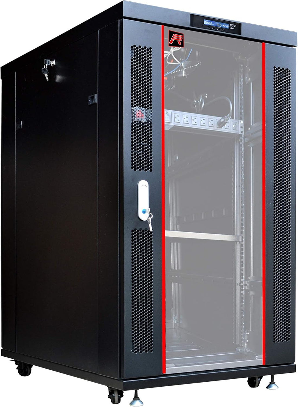 18U Server Rack Network Enclosure 39 inch Deep Data Cabinet on Wheels F9961