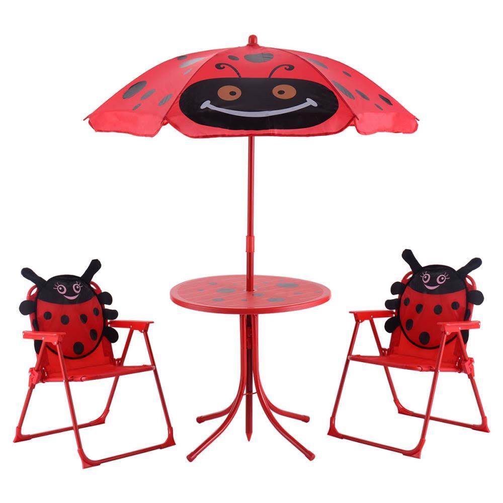 3-Piece Wrought Iron Folding Kids Table and Chair Set Y796