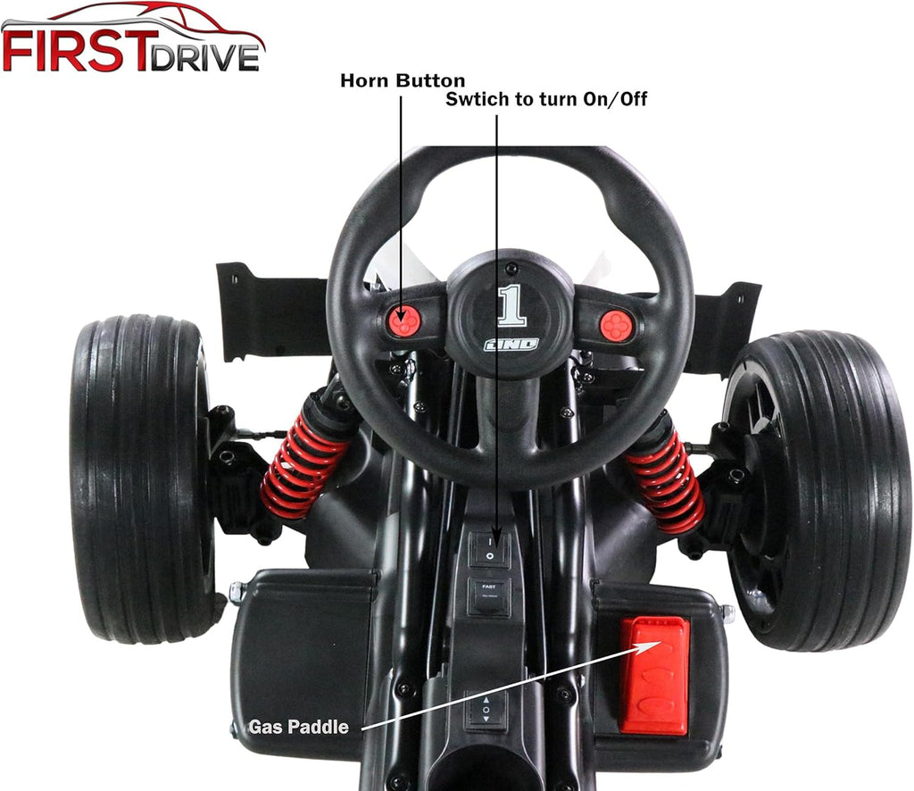 Kids Electric Go Kart 12V White Ride On Toy Car B96042