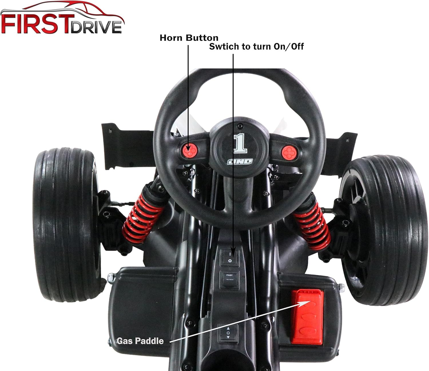 Kids Electric Go Kart 12V White Ride On Toy Car B96042
