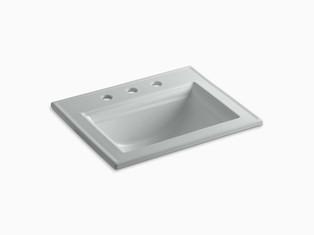 Ice Grey Drop-In Bathroom Sink with 8 In. Widespread Faucet Holes I932