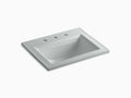 Ice Grey Drop-In Bathroom Sink with 8 In. Widespread Faucet Holes I932