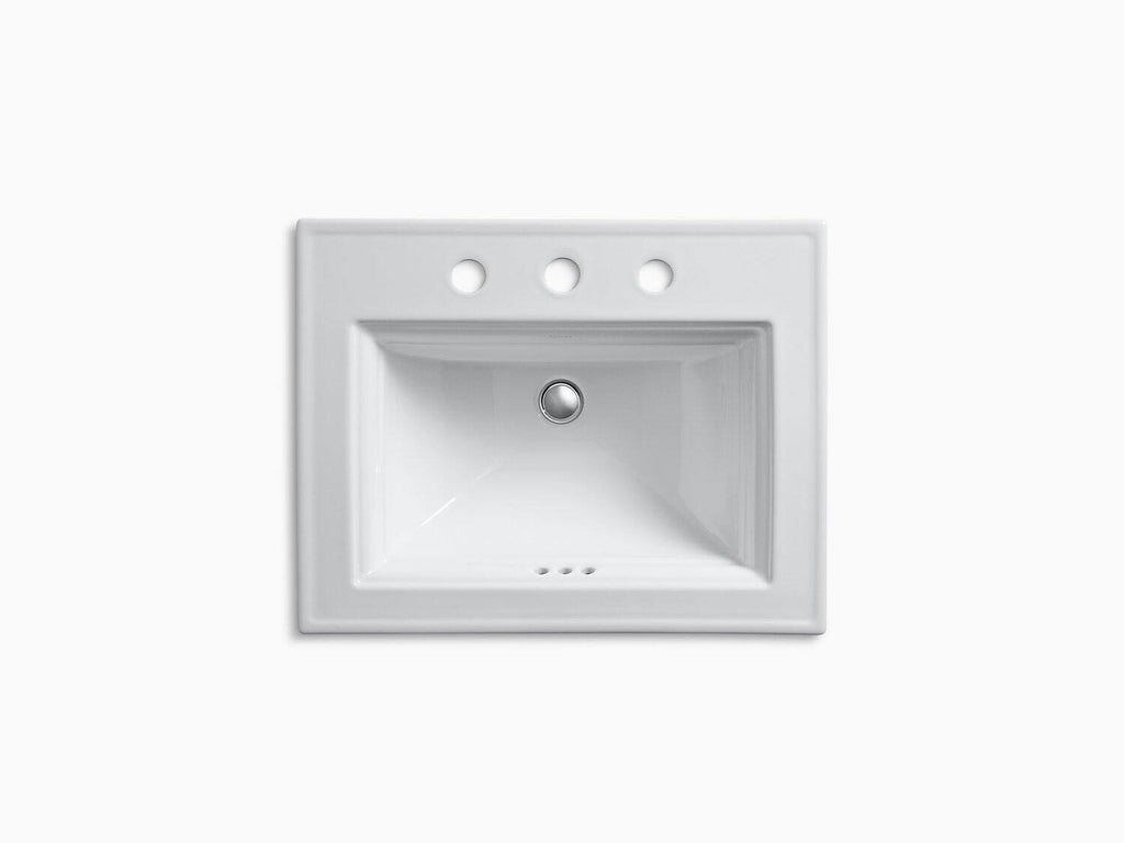 Ice Grey Drop-In Bathroom Sink with 8 In. Widespread Faucet Holes I932