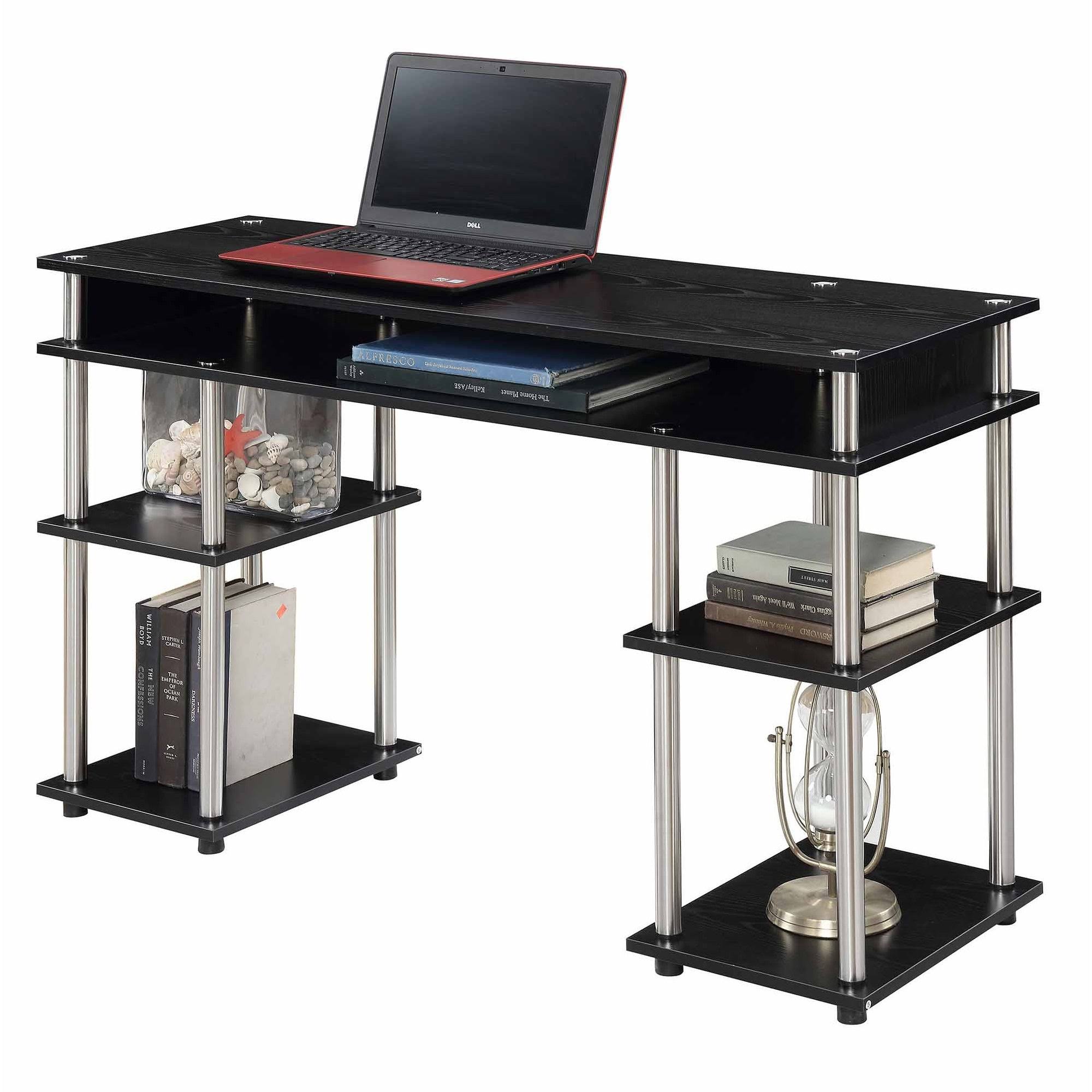 Faux Birch Student Desk with Shelves N46217
