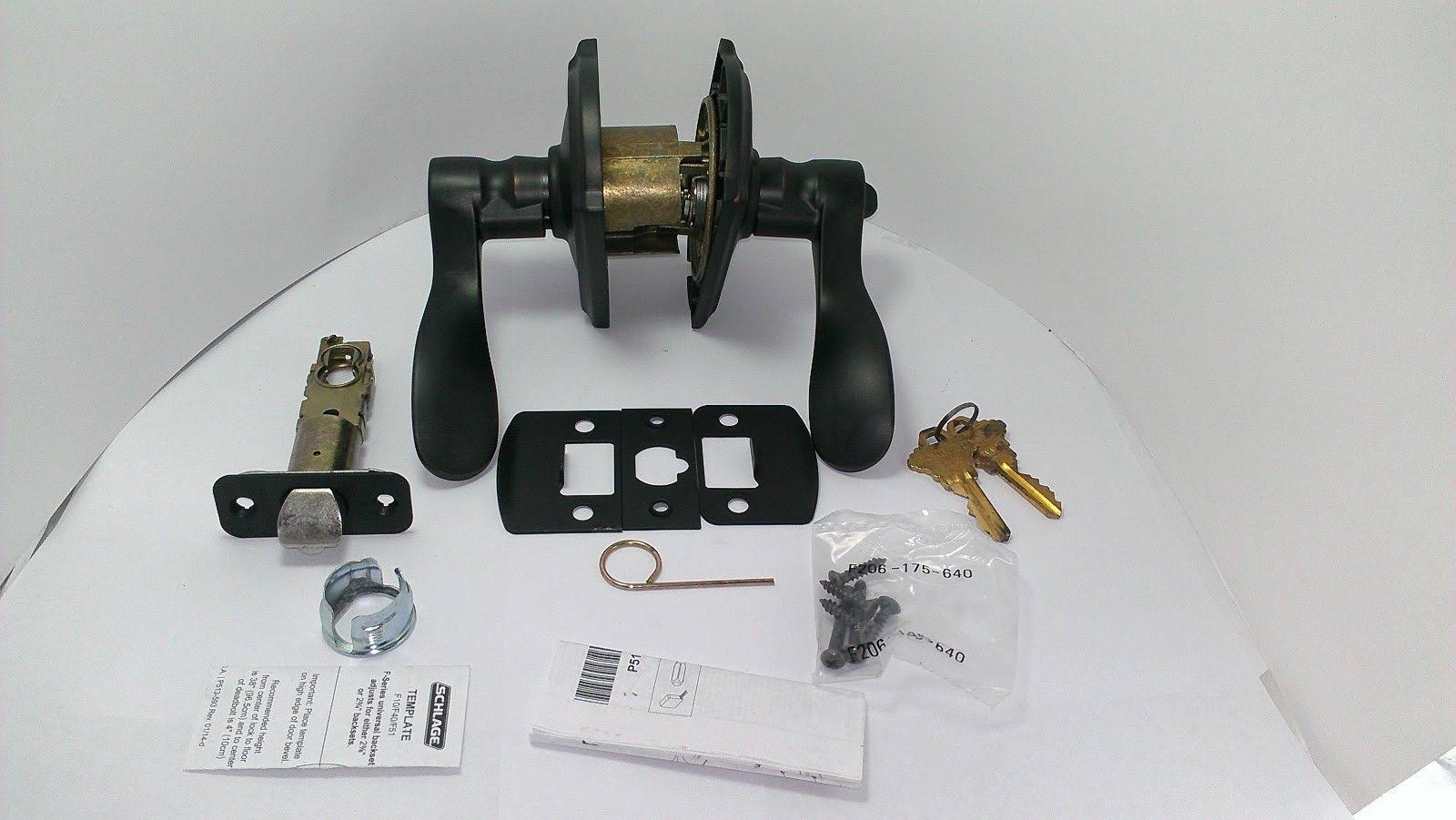 Champagne Camelot Rose Keyed Entry Lock with Latch and Strike, Aged Bronze Finish P9806