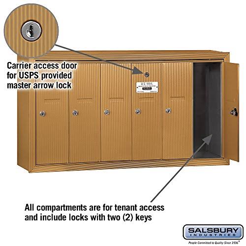 Brass Vertical Mailbox, 6 Doors A869