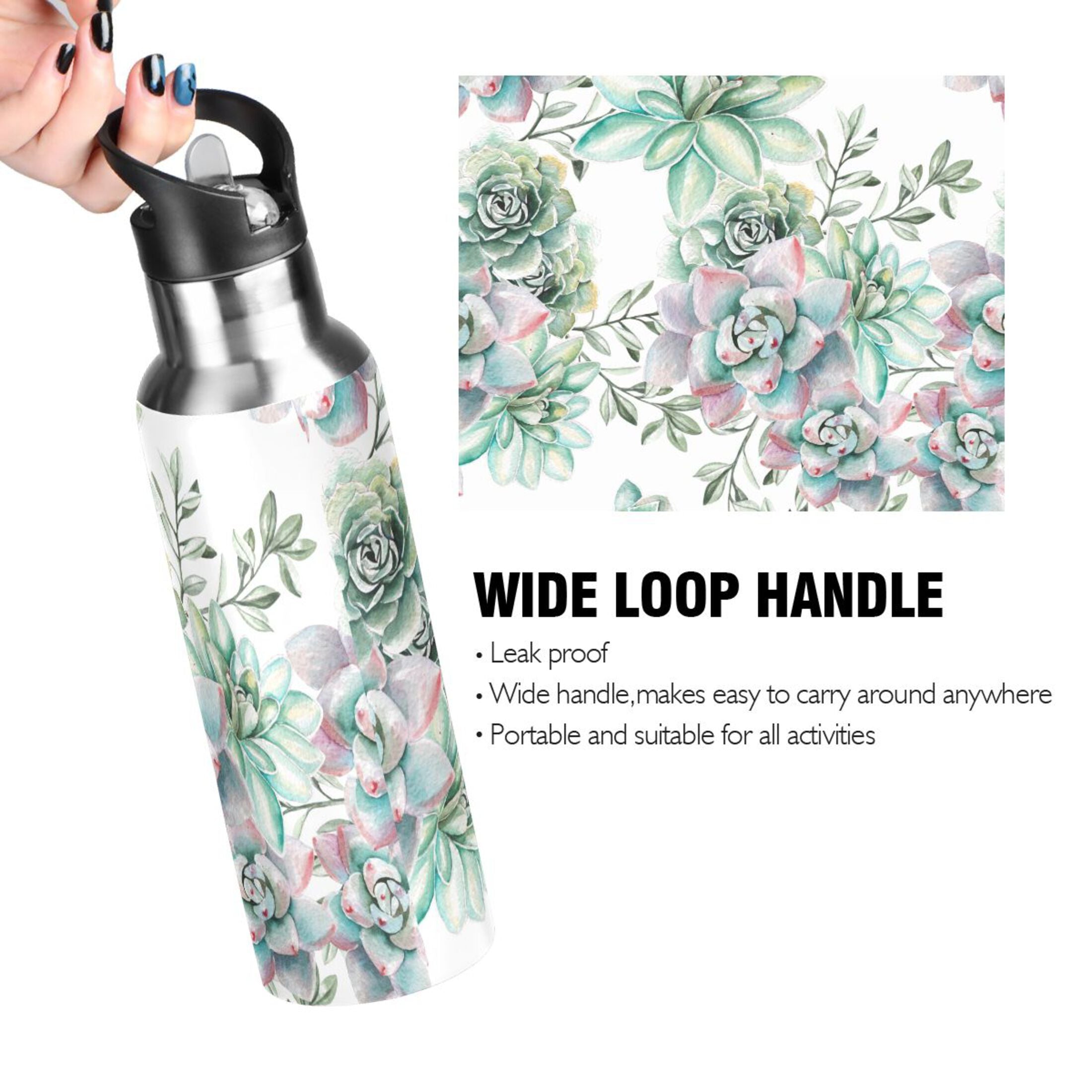 20 oz Insulated Stainless Steel Water Bottle with Straw Lid E282874