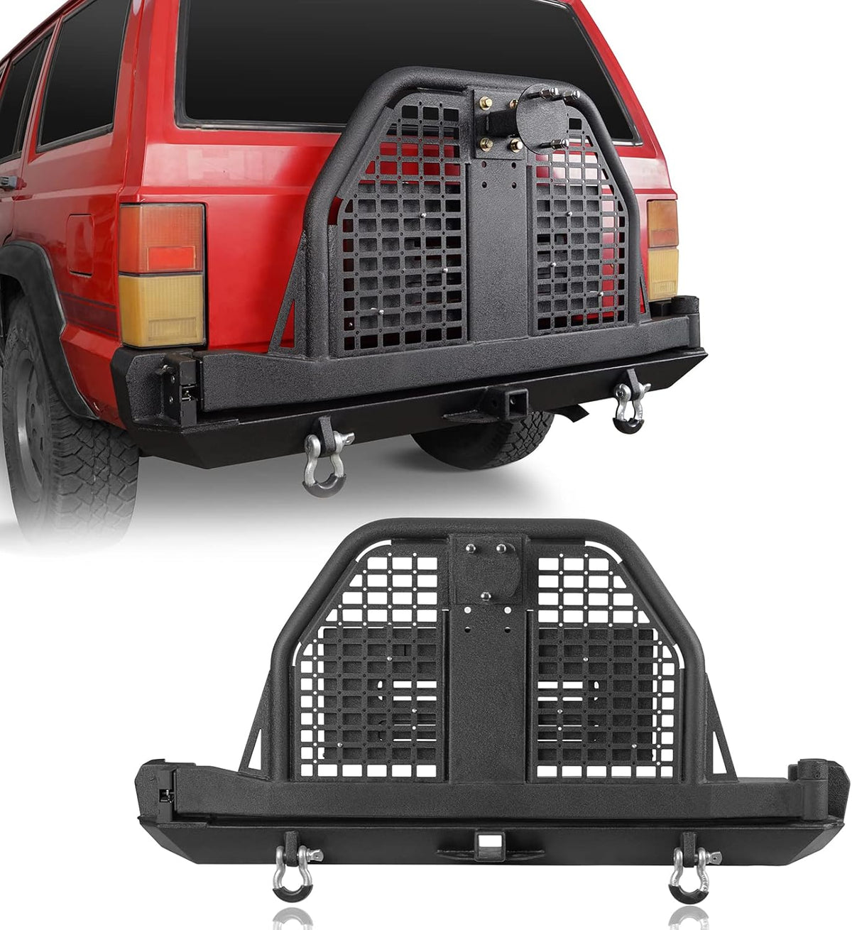 Rear Bumper with Swing Out Tire Carrier and Foldable Table Textured Black Steel E41675
