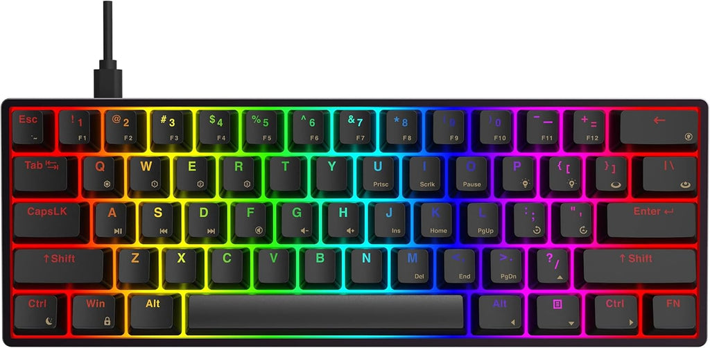 GK61 Mechanical Gaming Keyboard, 61 Keys Aluminum Case PBT Keycap Hot Swappable RGB Backlight P36081