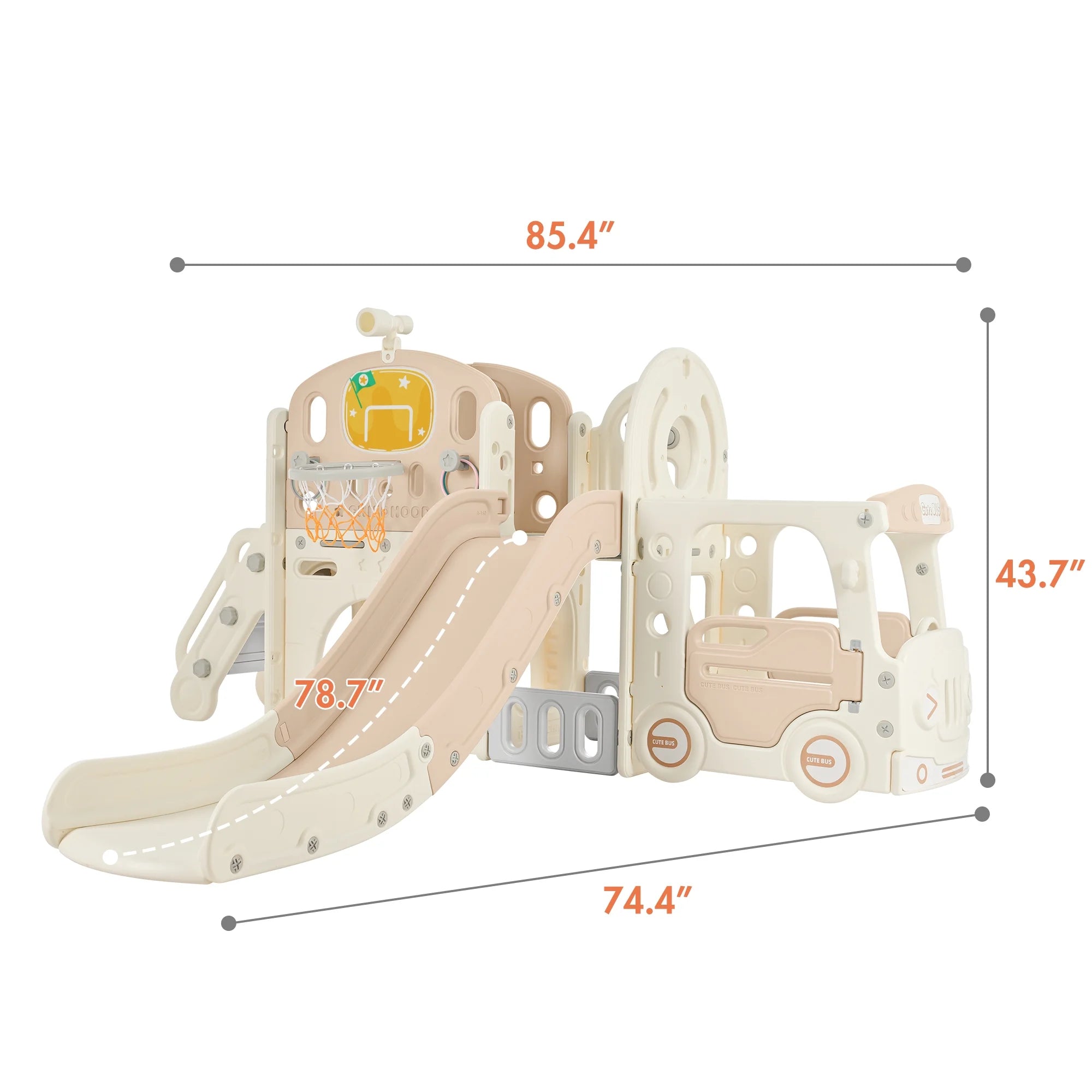 9 in 1 Kids Slide Playset with Basketball Hoop E808