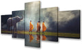 5 Piece Black & White Canvas Paintings Framed Ready to Hang H28345