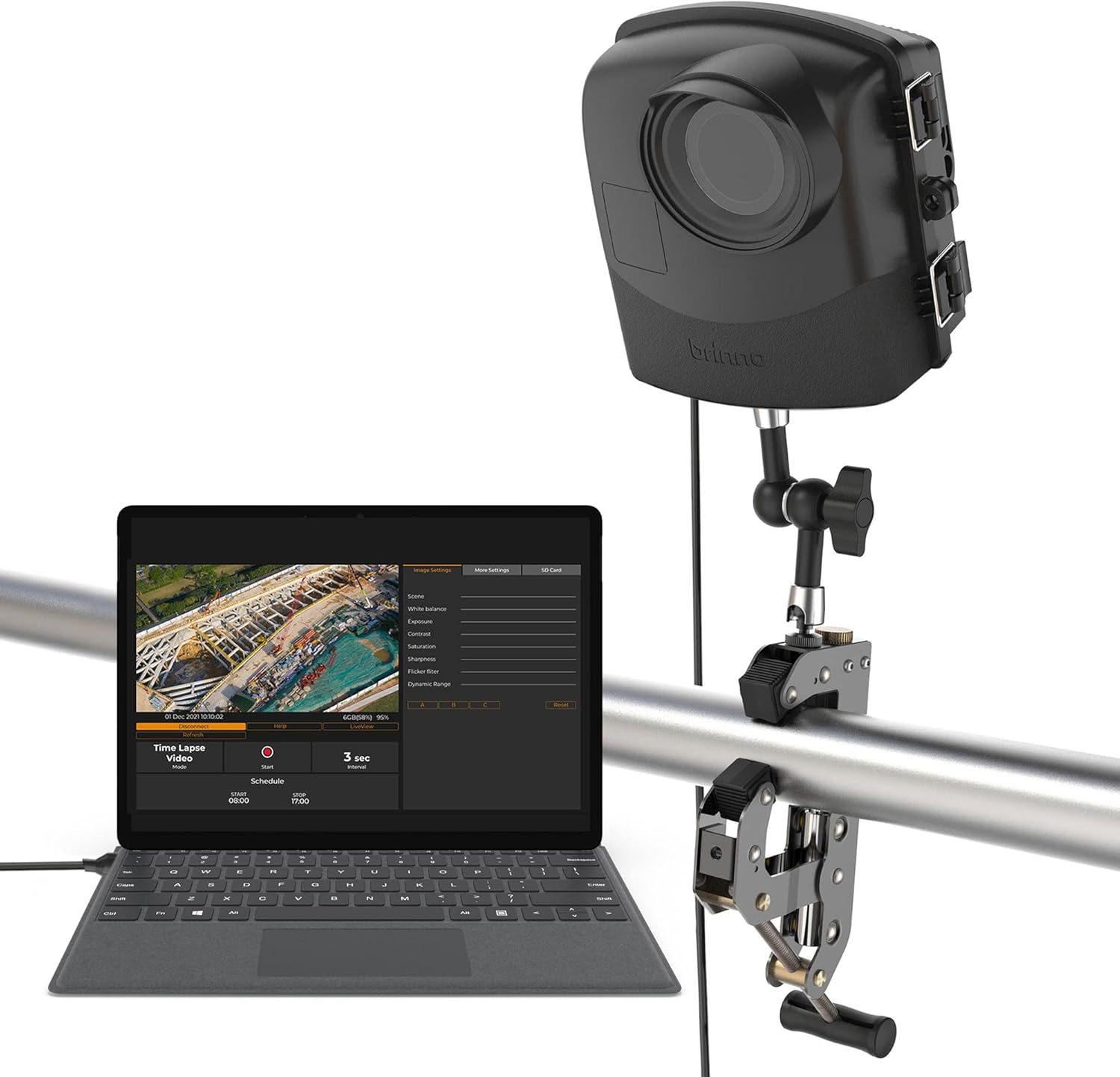 Construction & Outdoor Security Time Lapse Camera Trio Bundle Pack with Industrial Clamp & Weather-Resistant Case F7809