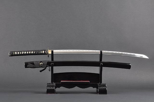 Aluminium Alloy Unsharpened Full Tang Katana with Black Scabbard W8073