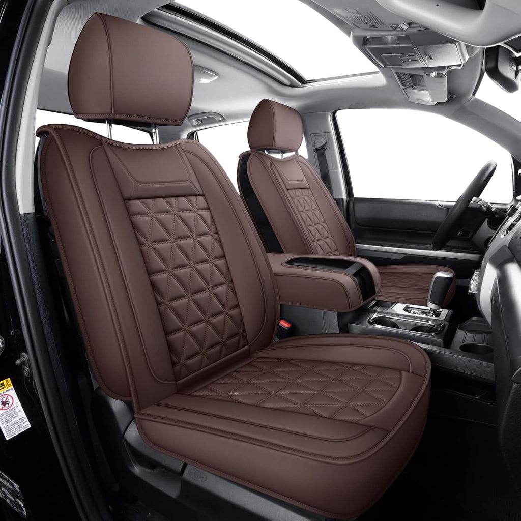 Brown Waterproof Faux Leather Full Set Seat Covers Q33898