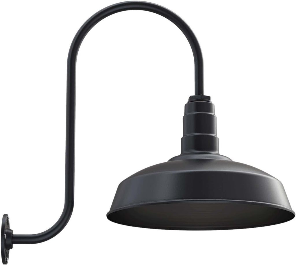 Black Outdoor Barn Light with 16 Dome and 16 Gooseneck T527403