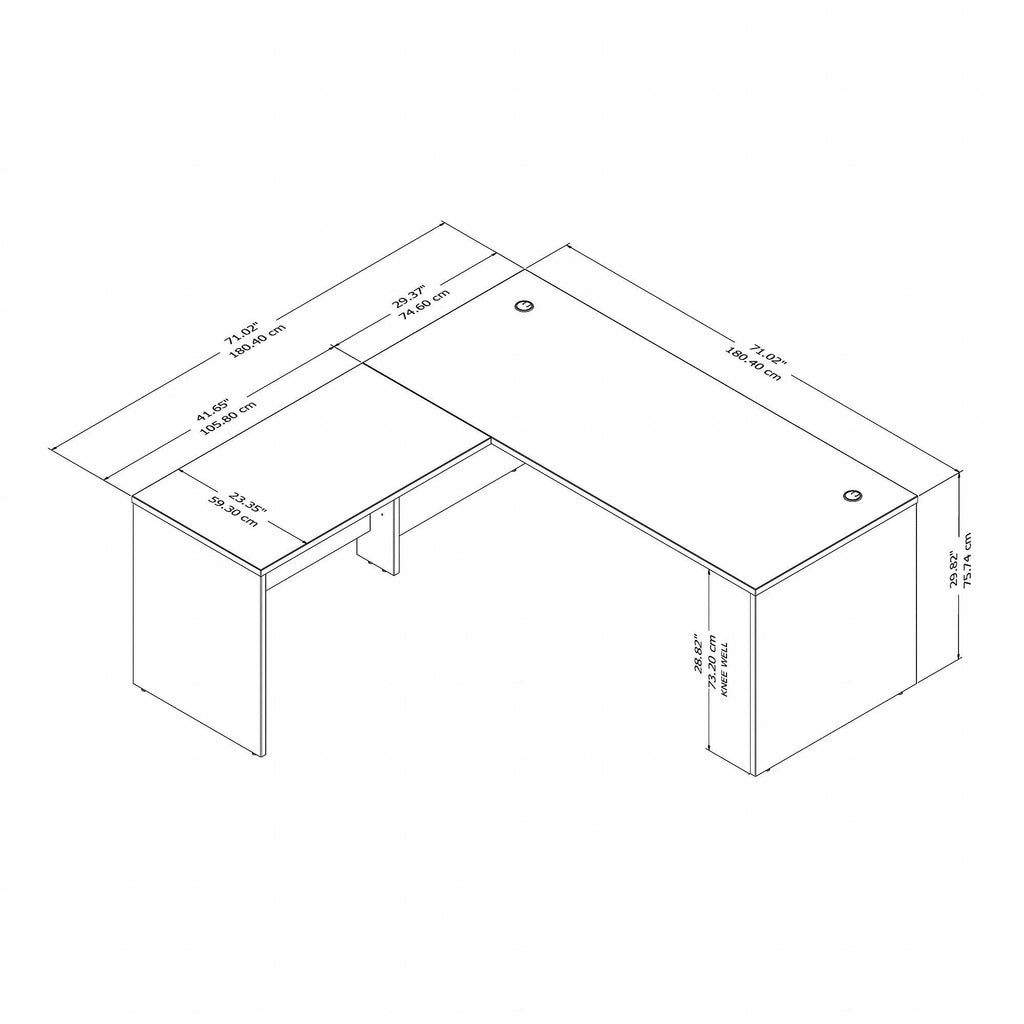 L Shaped Desk with 42W Return, Natural Maple J85952