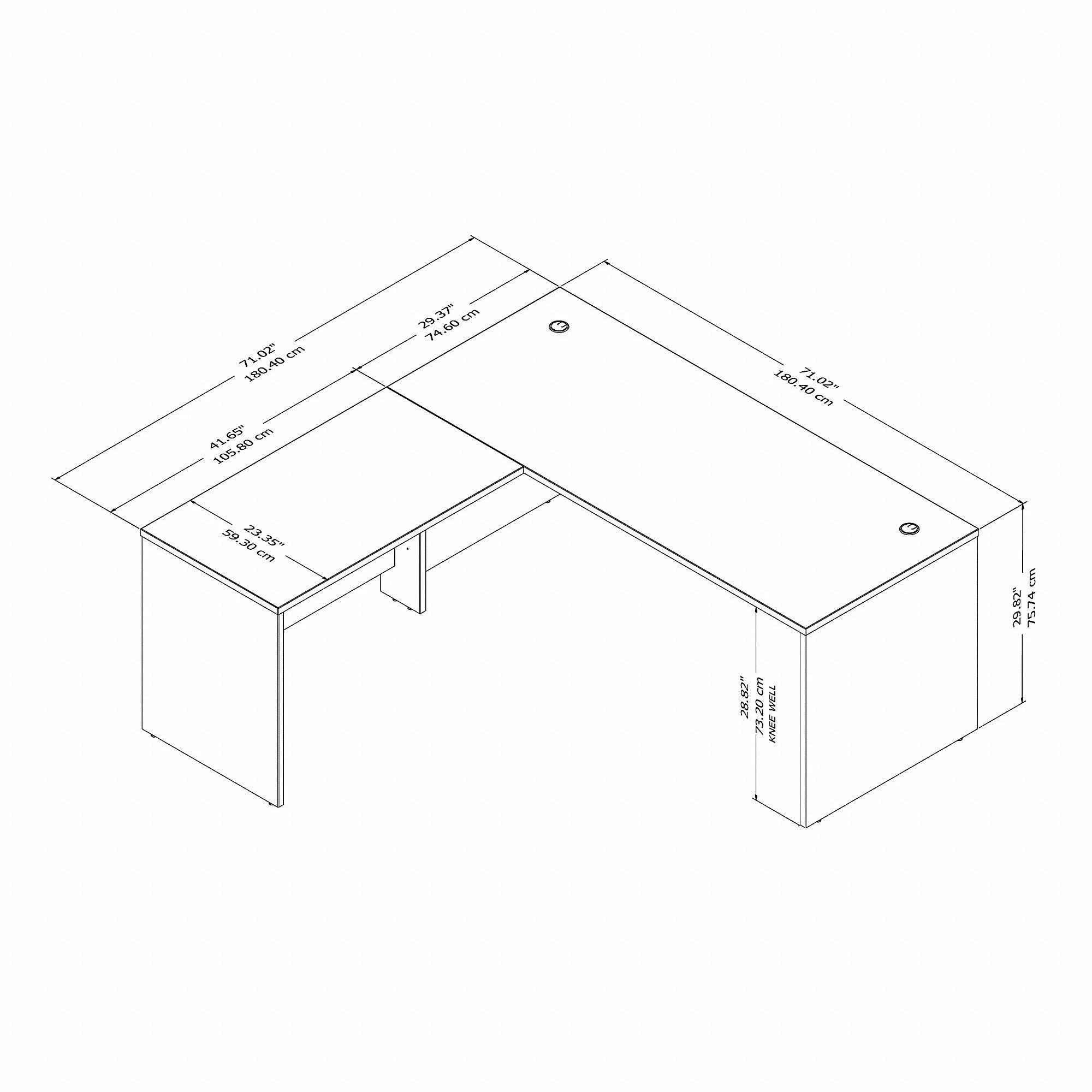L Shaped Desk with 42W Return, Natural Maple J85952