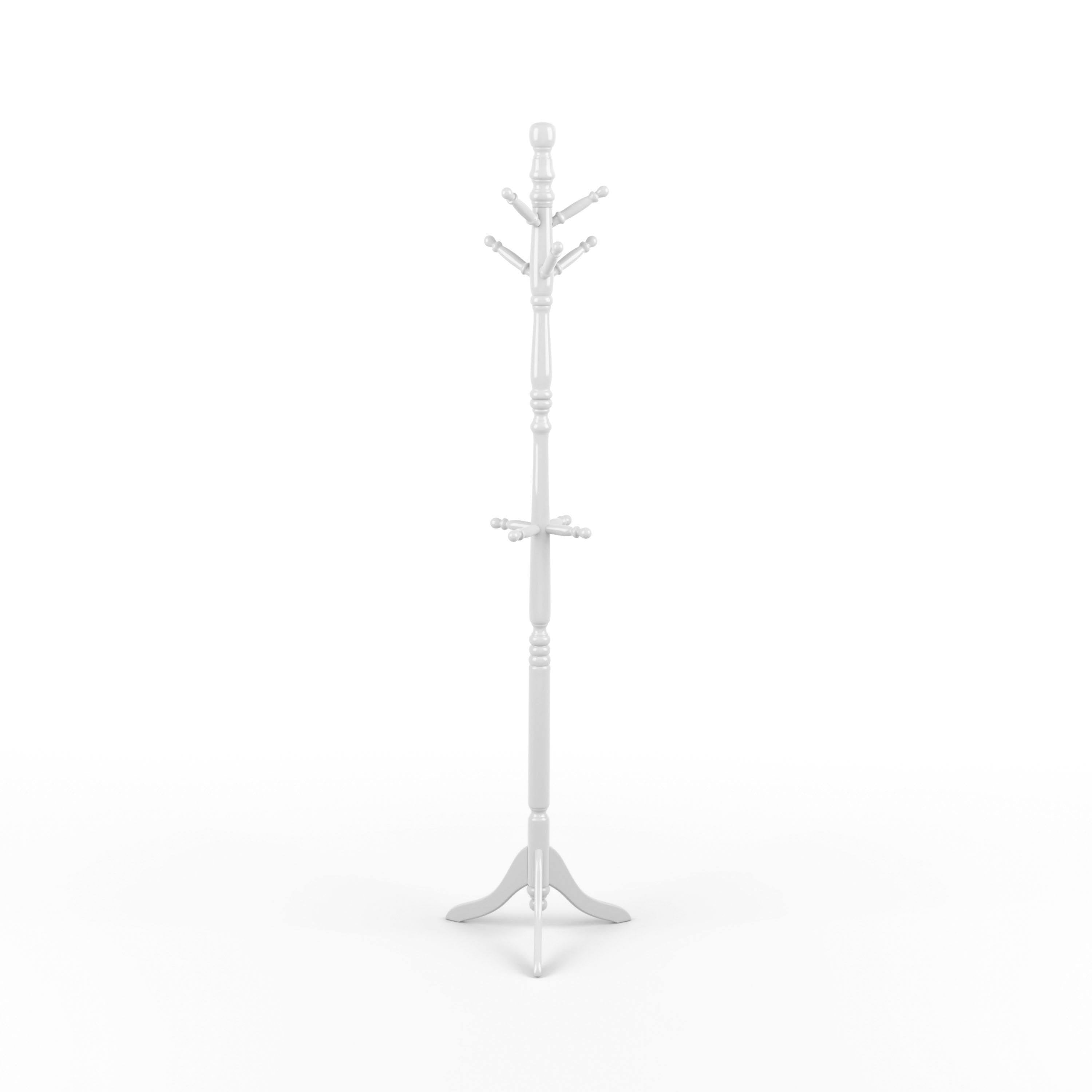 White Solid Wood Coat Rack N23038