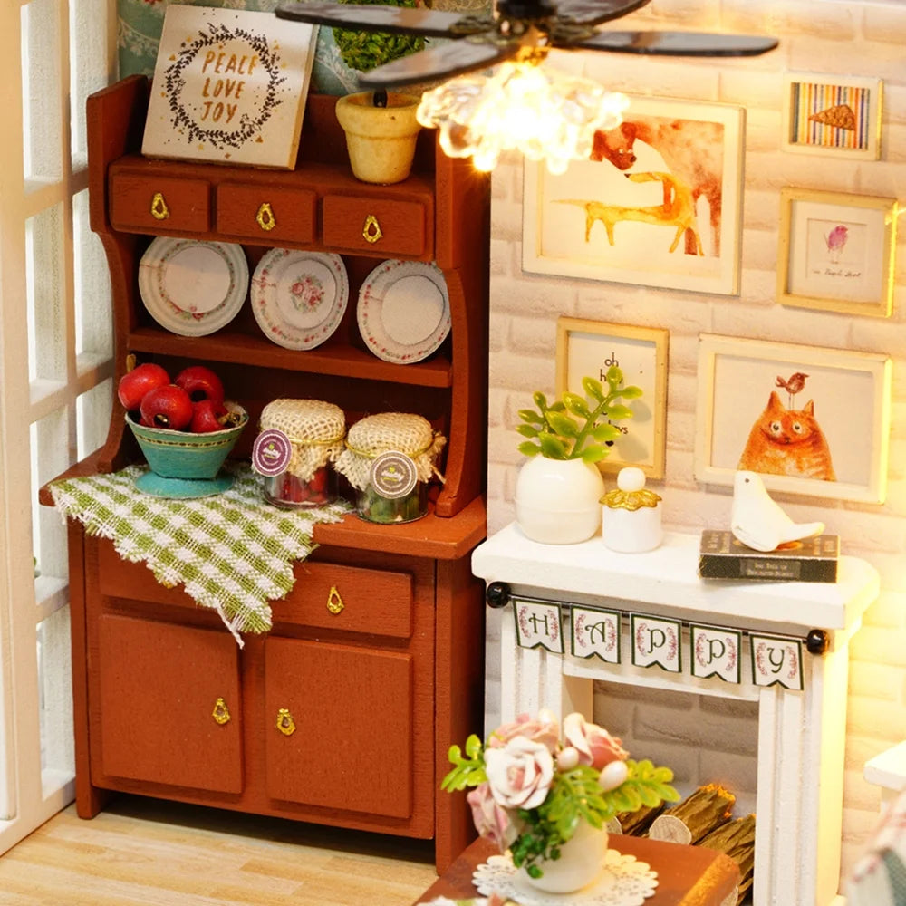 DIY Dollhouse Miniature Wooden House with Furniture W1413