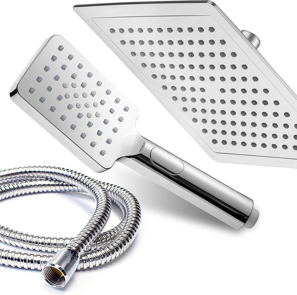 Chrome 9" Square Rainfall Shower Head / Handheld Combo, Pack of 2 C82499