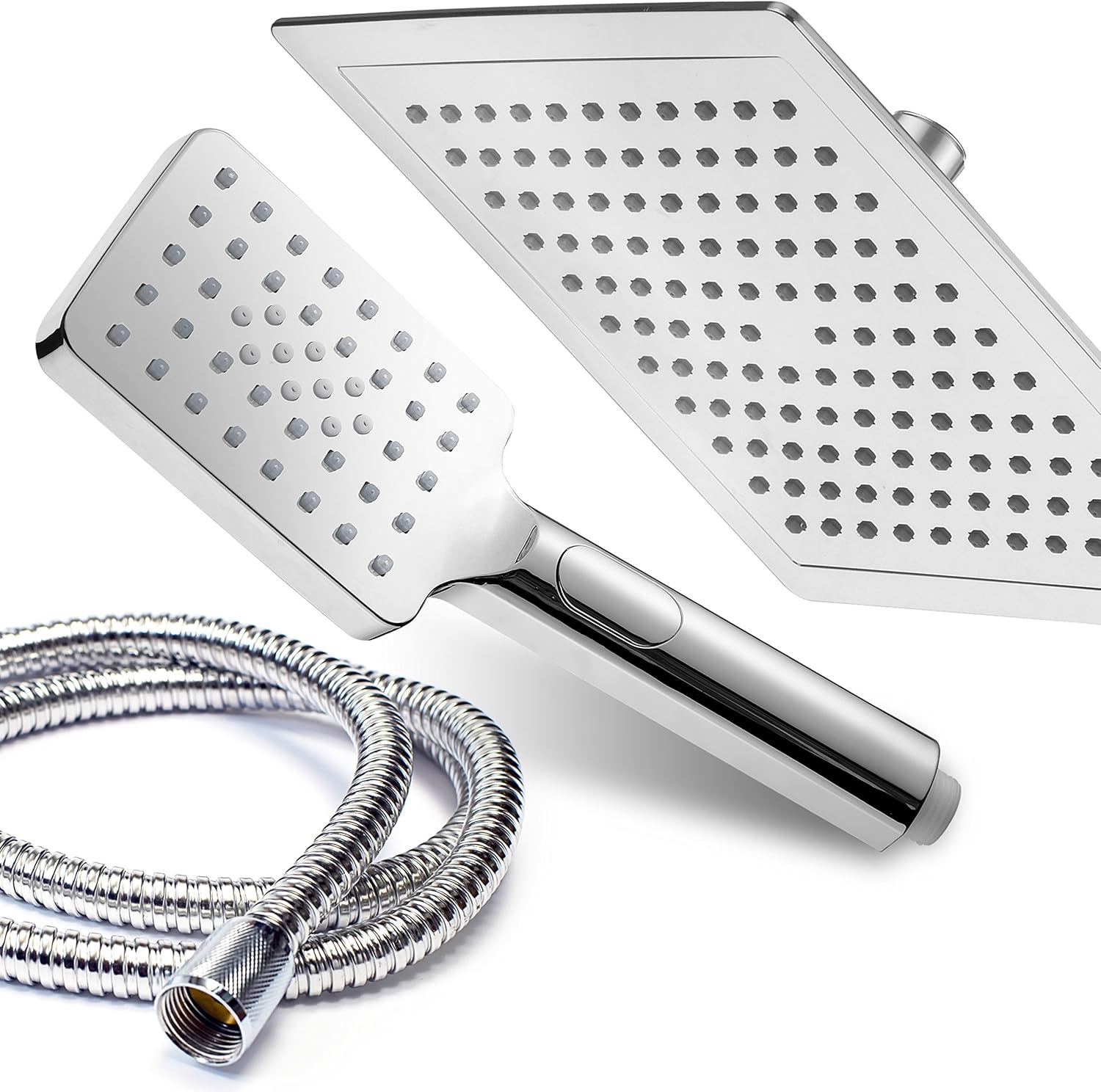 Chrome 9" Square Rainfall Shower Head / Handheld Combo, Pack of 2 C82499