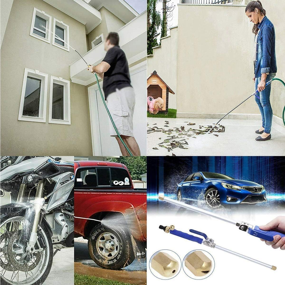 Blue Pack of 2 Power Washer Sprayer Wand with Flexible Hose Nozzle A703062