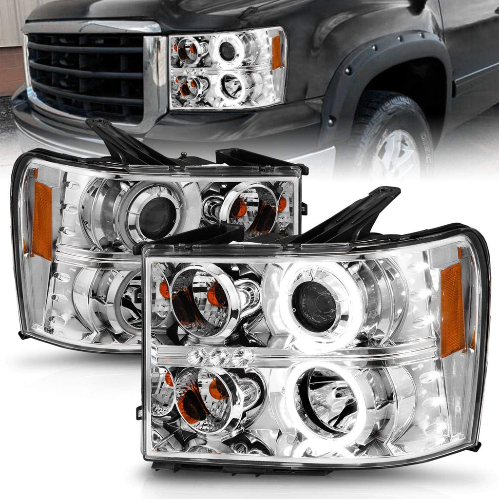 Black LED Tube Quad Projector Headlight Assembly Set W7931