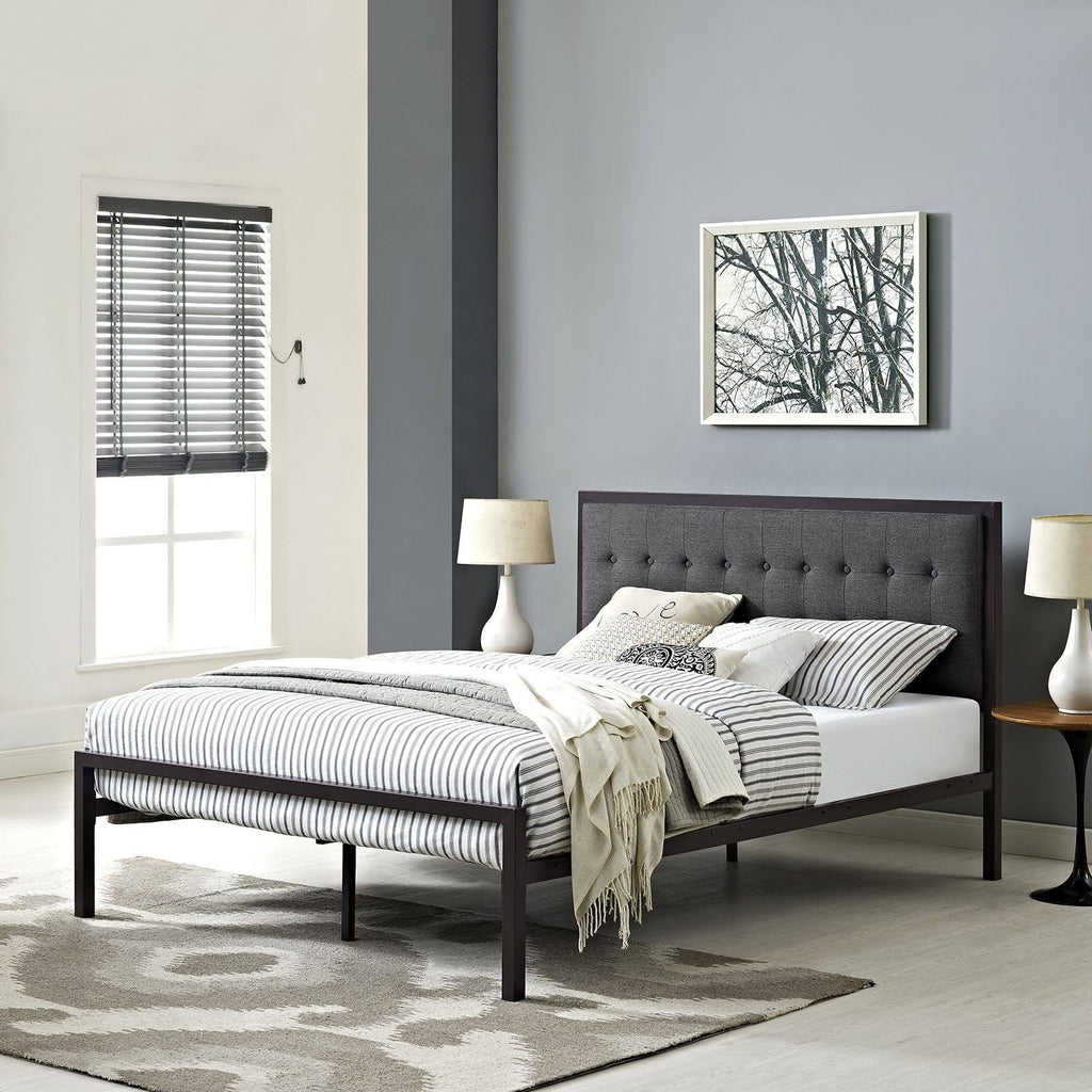 Full Fabric Bed, Brown Gray O8823