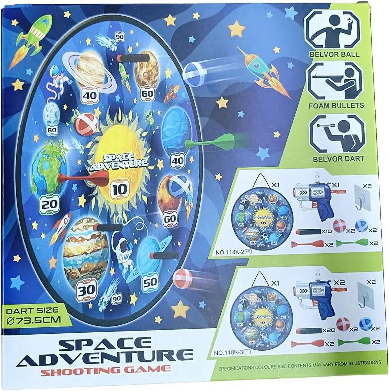 Wall Hanging Dart Game Set with Foam Bullets, Plastic Darts, Belvor Balls and 1 Compact Gun S868177