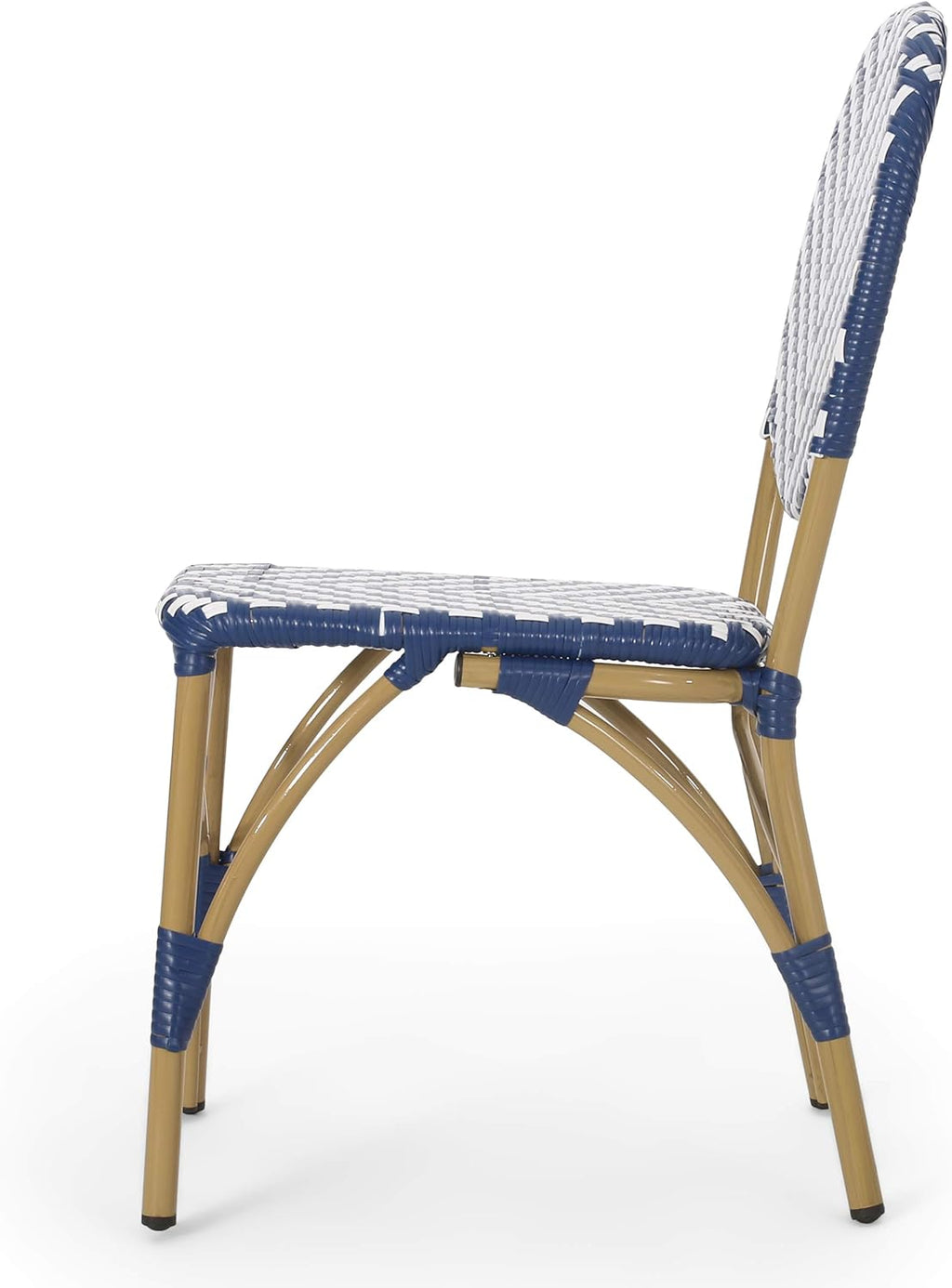 Navy Blue + White + Bamboo Finish Outdoor Bistro Chair B3031