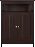 White Wooden Bathroom Floor Cabinet with Double Doors and Adjustable Shelf A205026