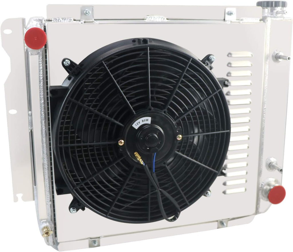 4 Row All Aluminum Radiator with 16" Fan Shroud and Thermostat L360