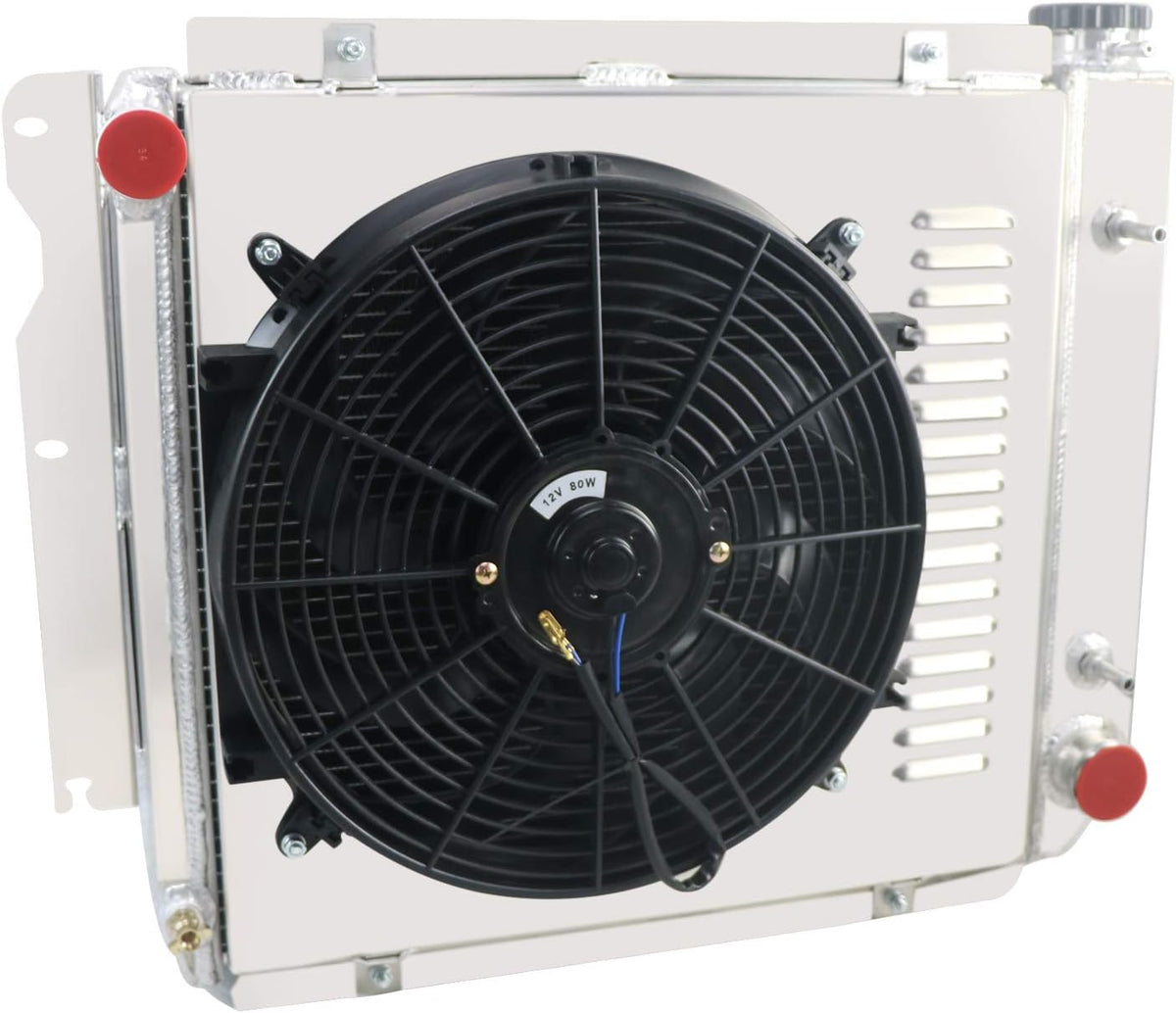 4 Row All Aluminum Radiator with 16" Fan Shroud and Thermostat L360