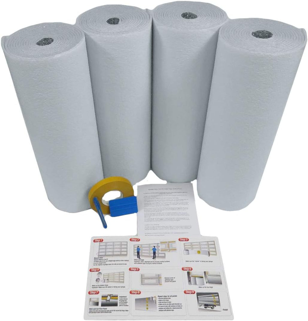 White Reflective Foam Core 2 Car Garage Door Insulation Kit 18FT x 8FT D5297