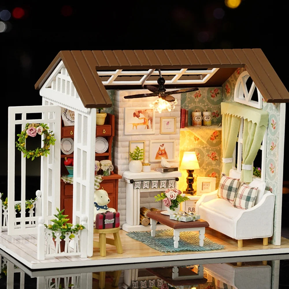 DIY Dollhouse Miniature Wooden House with Furniture W1413