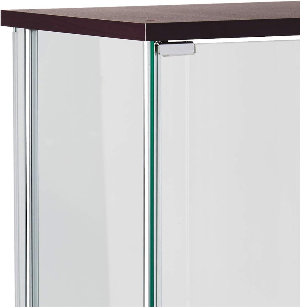 4-Shelf Glass Curio Cabinet, Cappuccino and Clear N336
