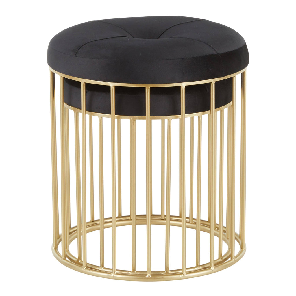 Black Velvet Gold Metal Nesting Ottoman Set E134