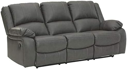 Black Faux Leather Double Reclining Loveseat with Storage Console Q441