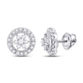 14kt White Gold Diamond Floral Cluster Earrings 3/8 Cttw L928376