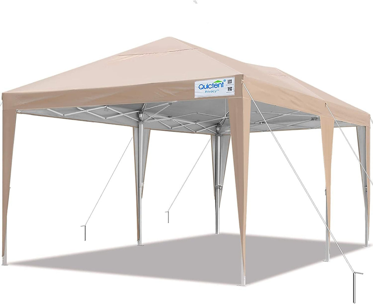 10x20 EZ Pop Up Canopy Tent Waterproof with Roller Bag (Beige) H504