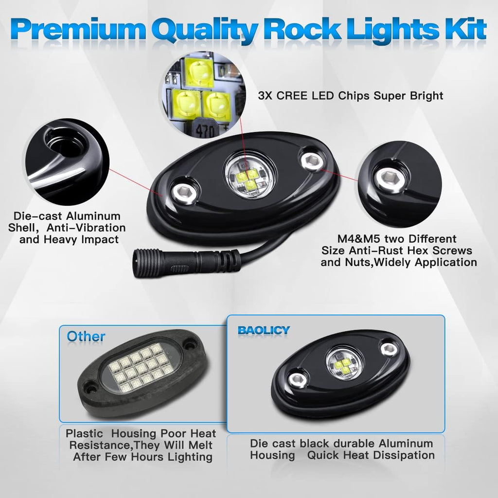 12Pods LED Rock Lights Kit with Switch Wire Harness G760