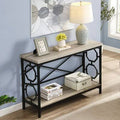 White Oak Sofa Table with Storage Shelf V2127