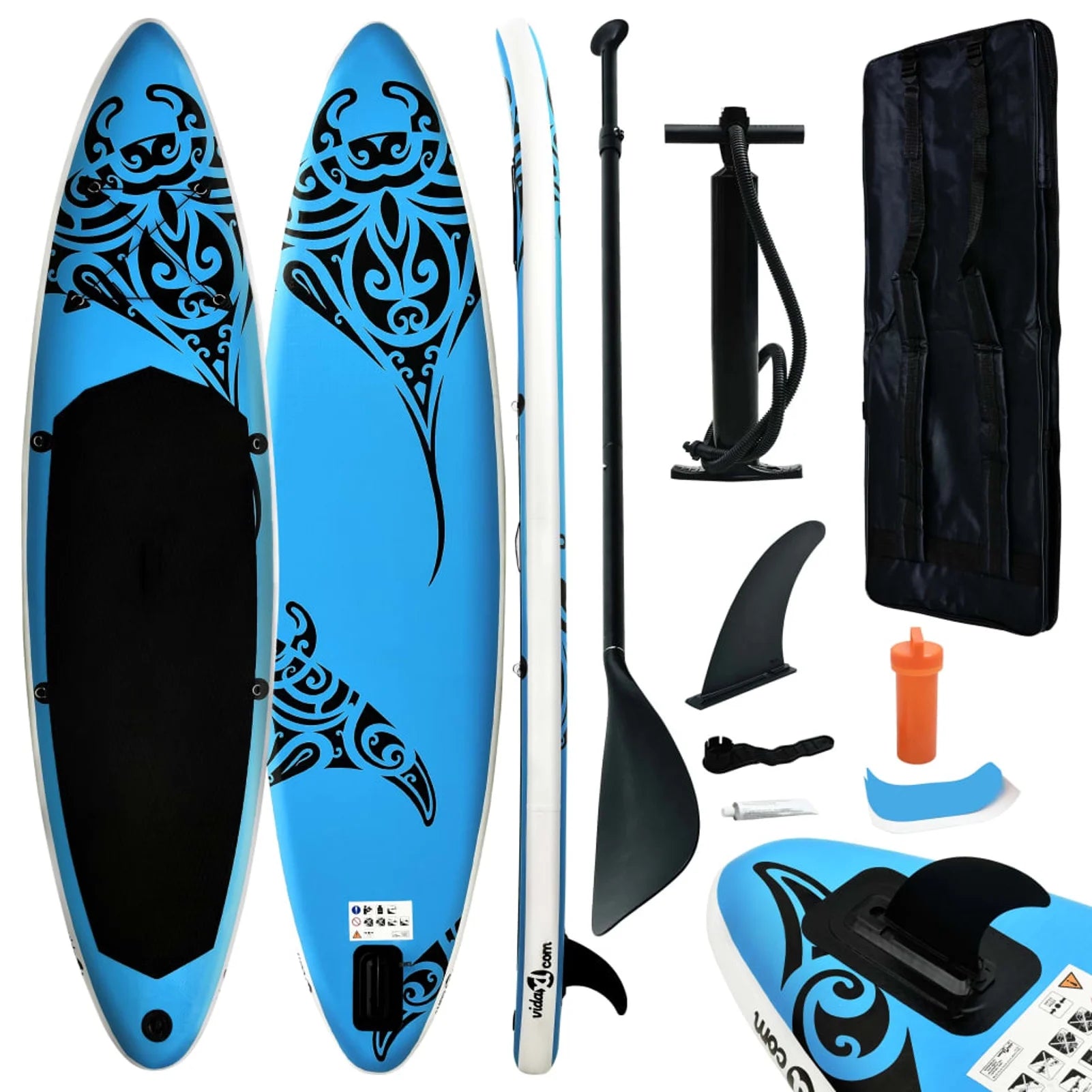 Inflatable Paddleboard Set with Oar, Fin, Hand Pump, Repair Kit and Carrying Bag X172